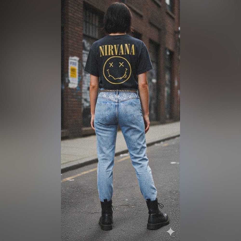 Sassoon 80s/90s Acid Wash Lace Back Yoke Stylish Blue Jeans